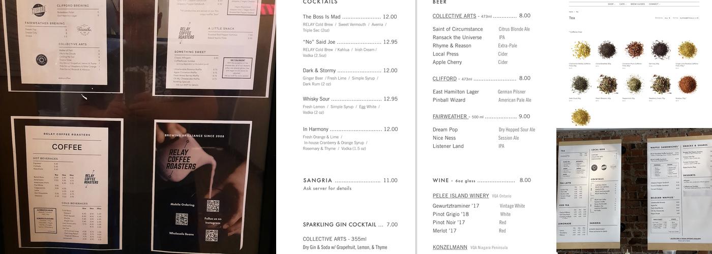 RELAY Coffee Roasters Menu