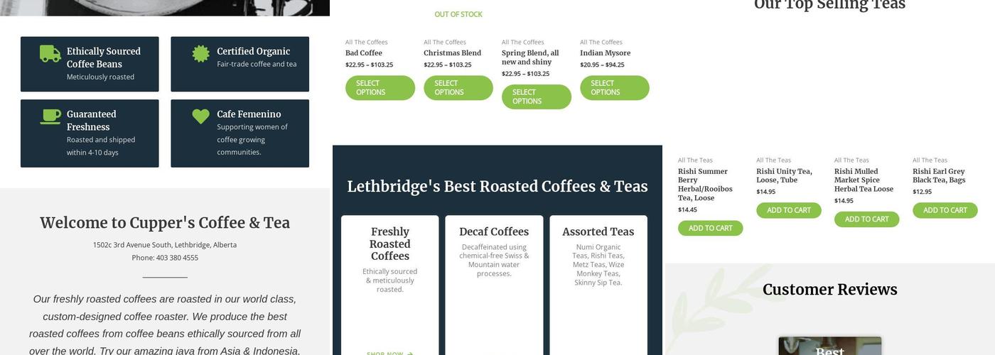 Cupper's Coffee & Tea Menu