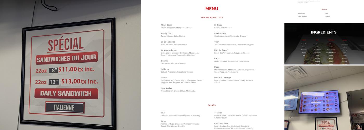 Toasties Menu