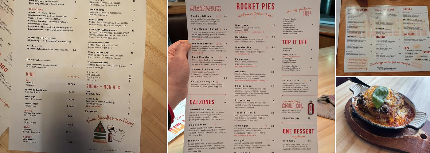 Rocket Pie Pizza Menu