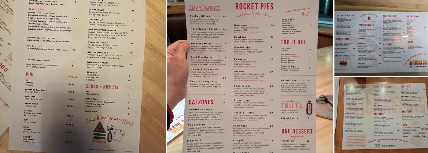 Rocket Pie Pizza Menu