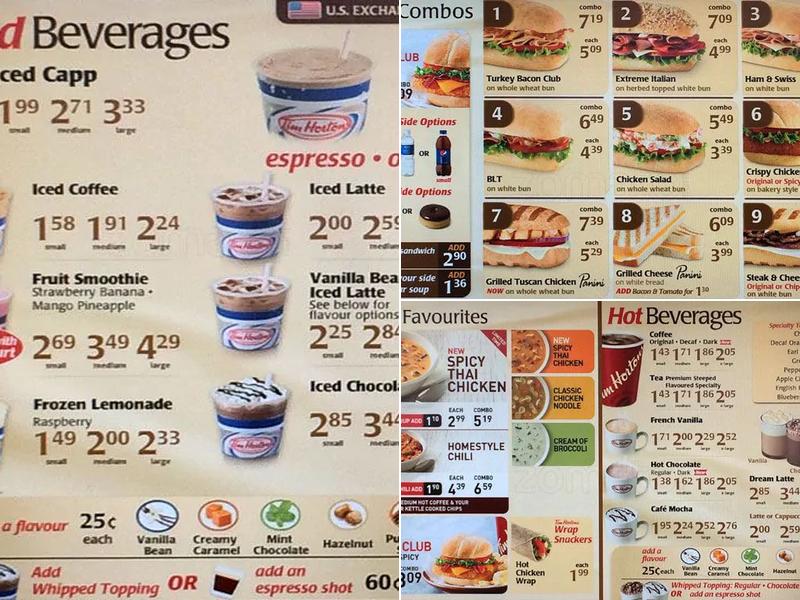 Tim Hortons Menu