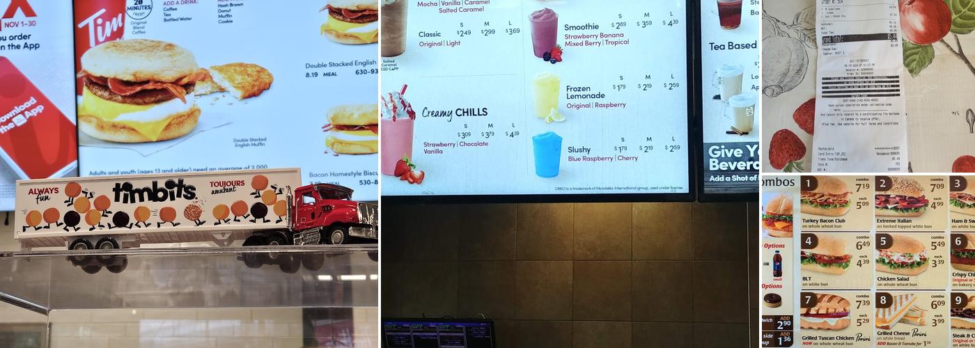 Tim Hortons Menu