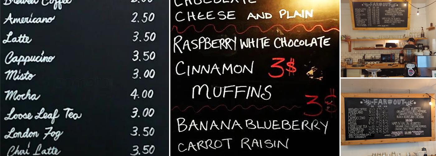 Far Out Coffee Post Menu