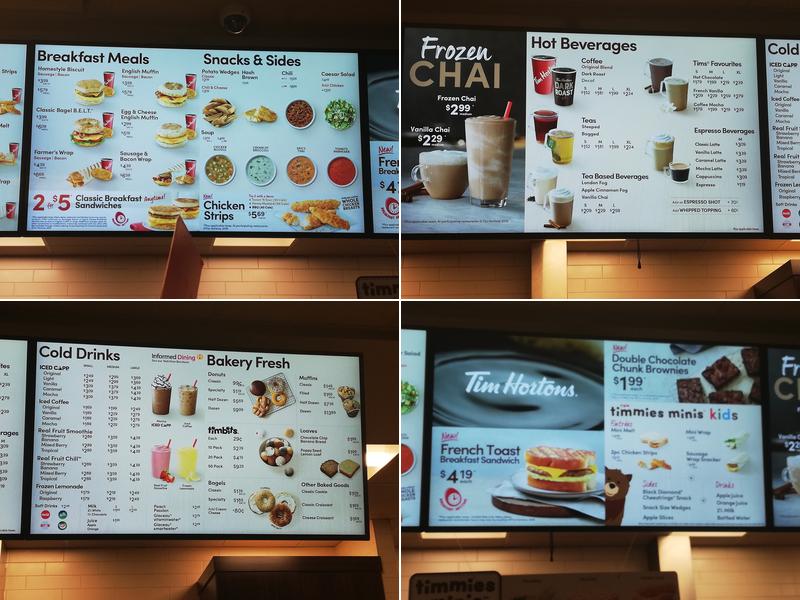 Tim Hortons Menu