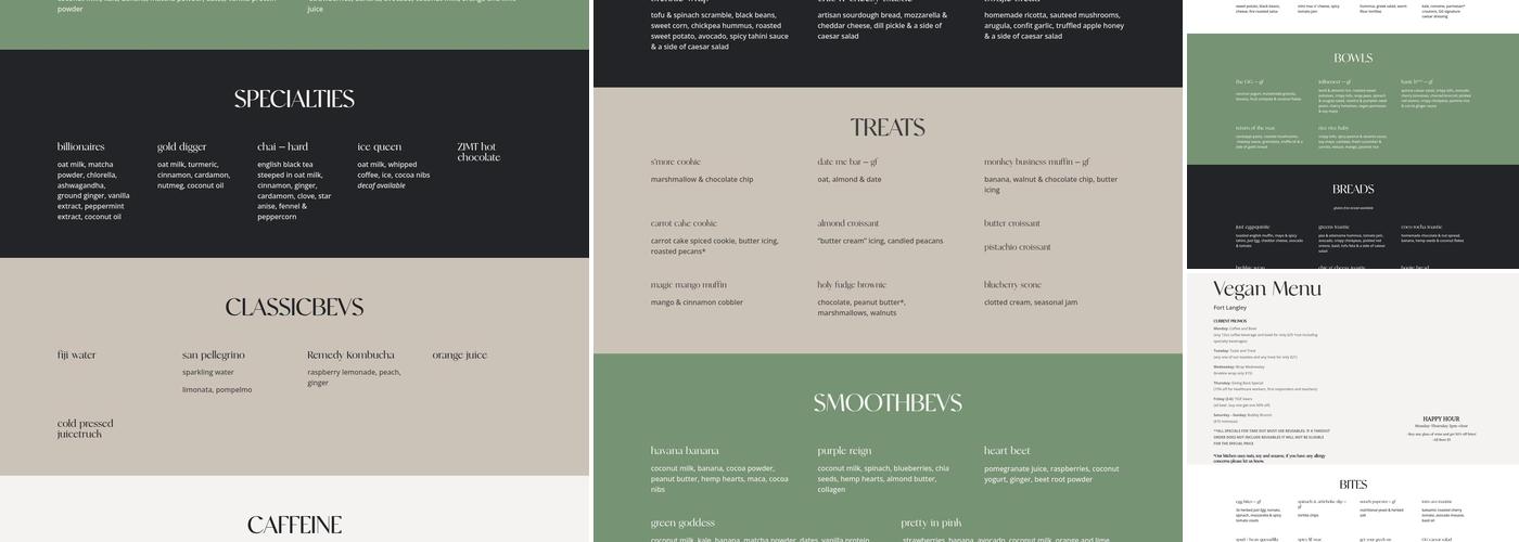 Grounds & Greens Cafe Menu