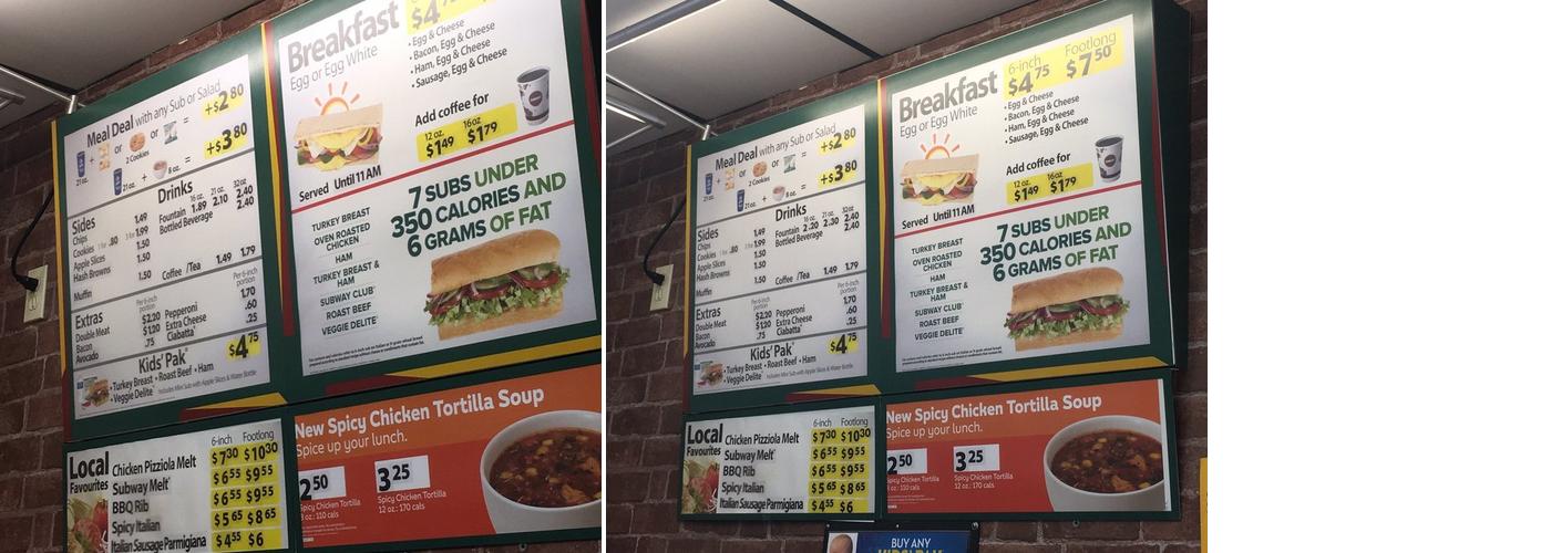 Subway Menu
