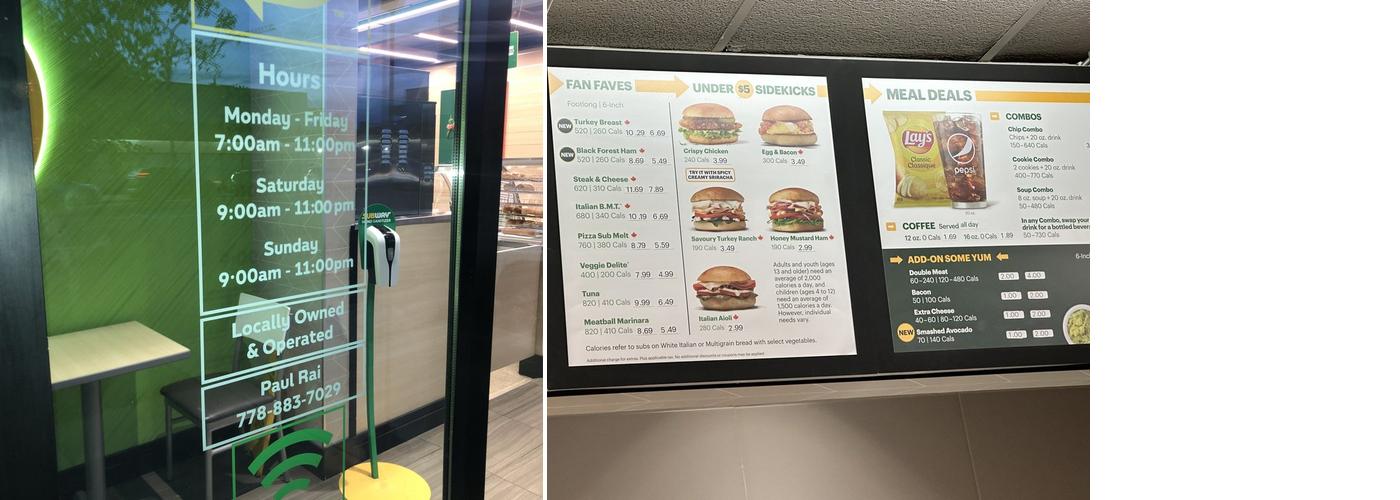 Subway Menu