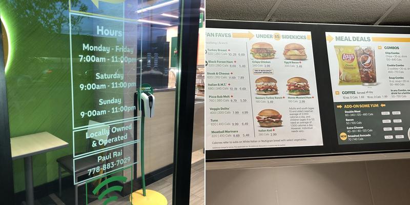 Subway Menu