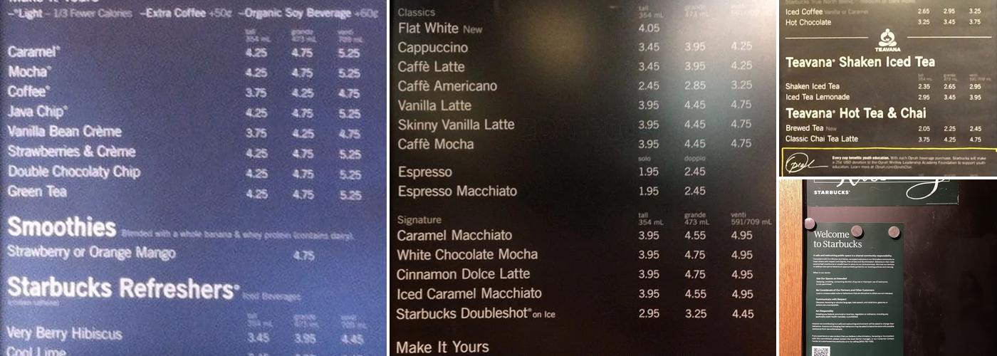 Starbucks Menu