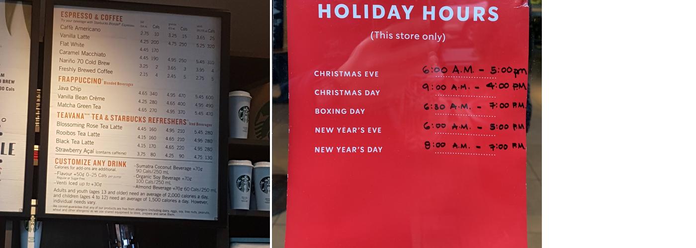 Starbucks Menu