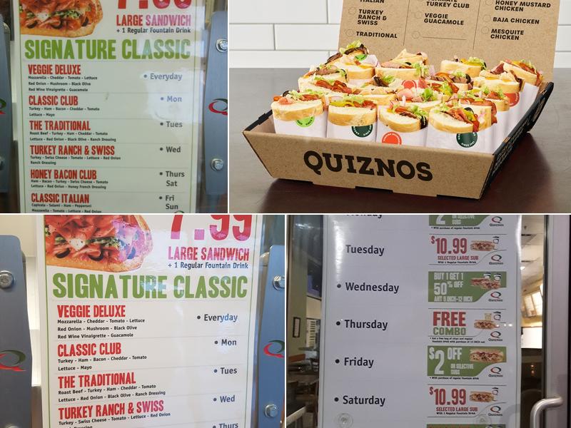 Quiznos Menu