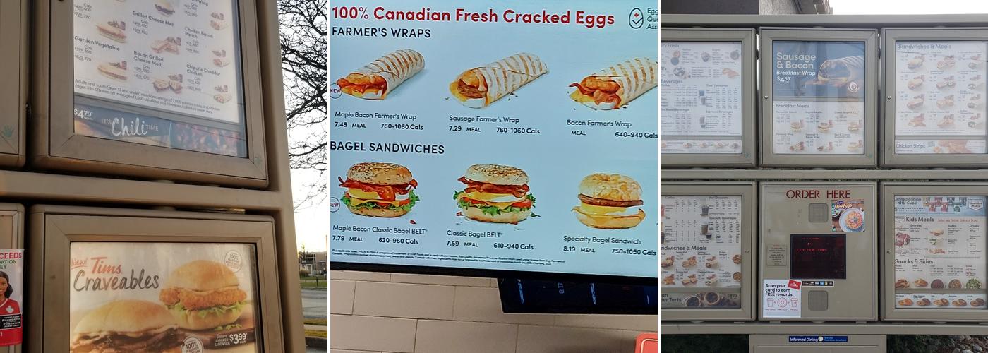 Tim Hortons Menu