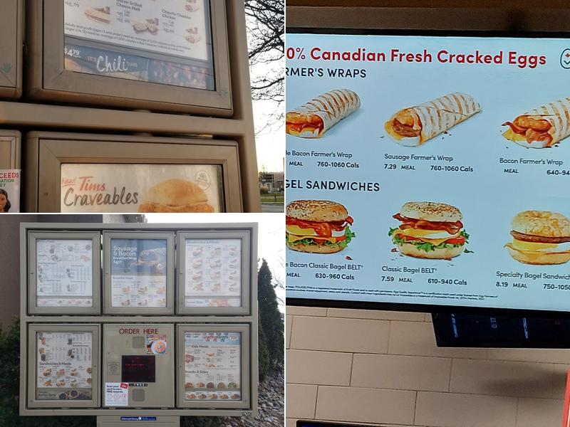 Tim Hortons Menu