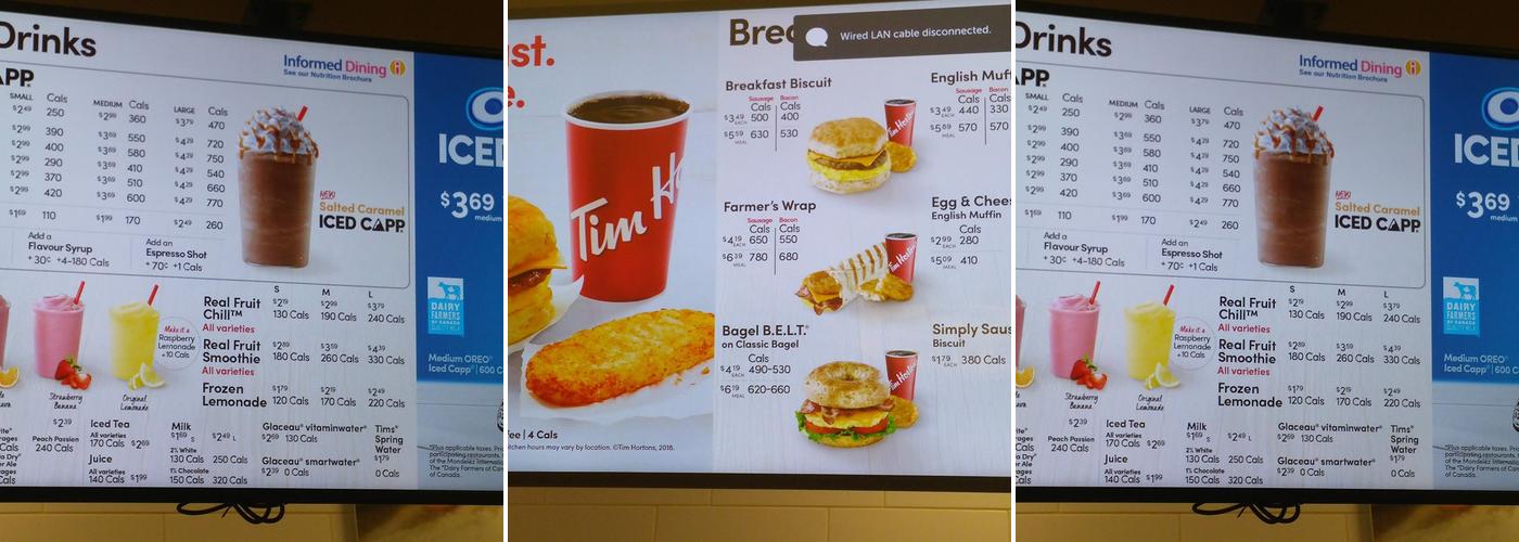 Tim Hortons Menu