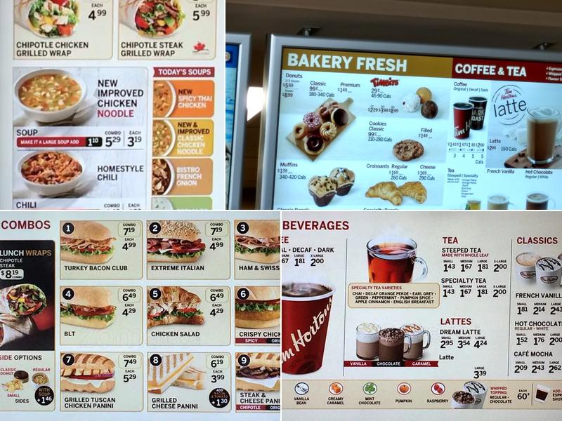 Tim Hortons Menu