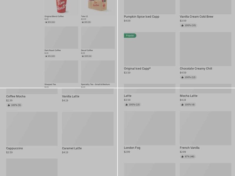 Tim Hortons Menu