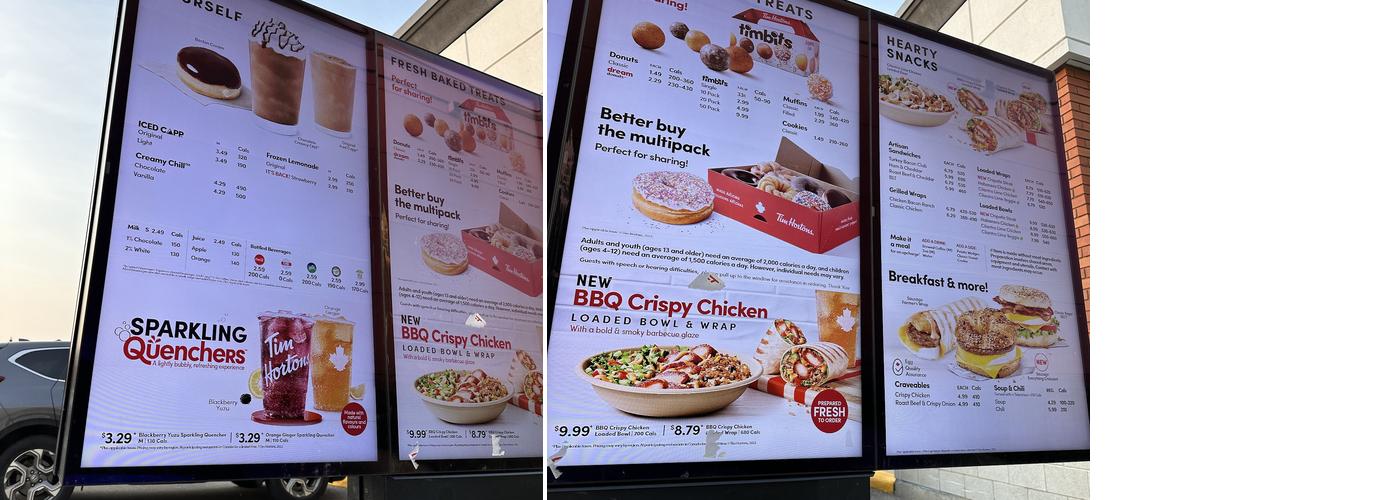 Tim Hortons Menu