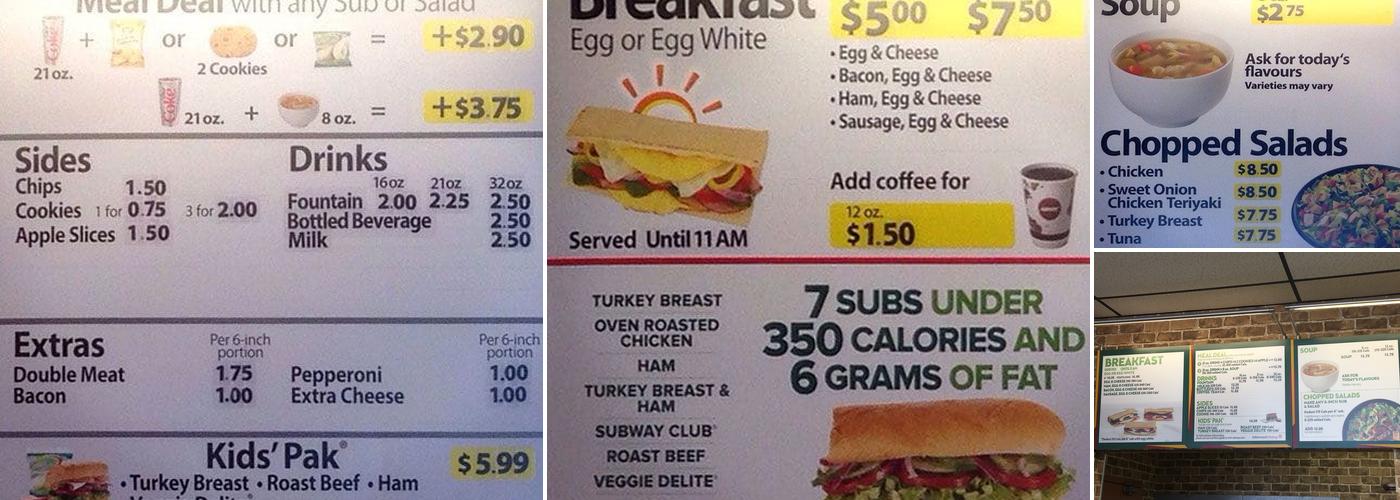 Subway Menu