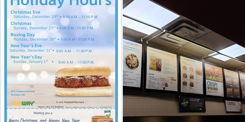 Subway Menu