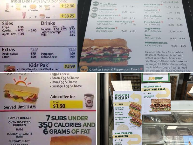 Subway Menu
