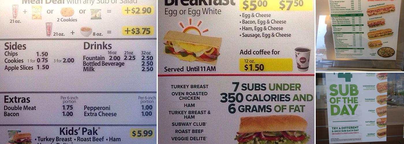 Subway Menu