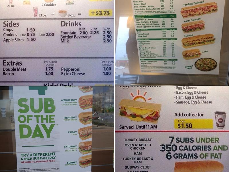 Subway Menu