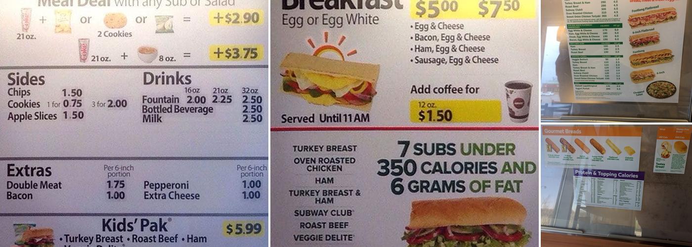 Subway Menu