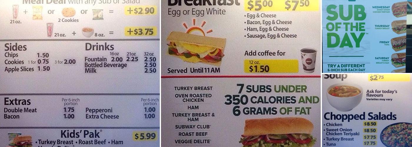 Subway Menu