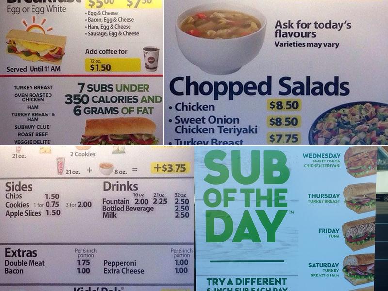 Subway Menu
