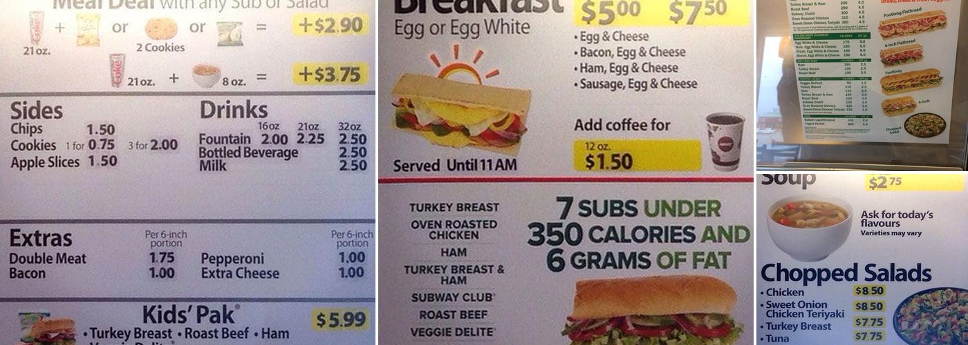 Subway Menu
