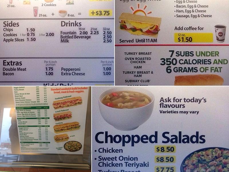 Subway Menu