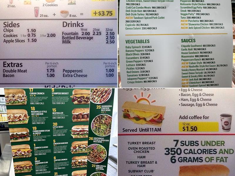 Subway Menu