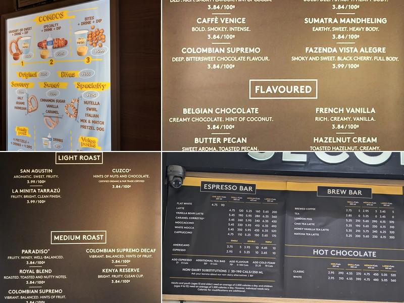 Second Cup Café Menu