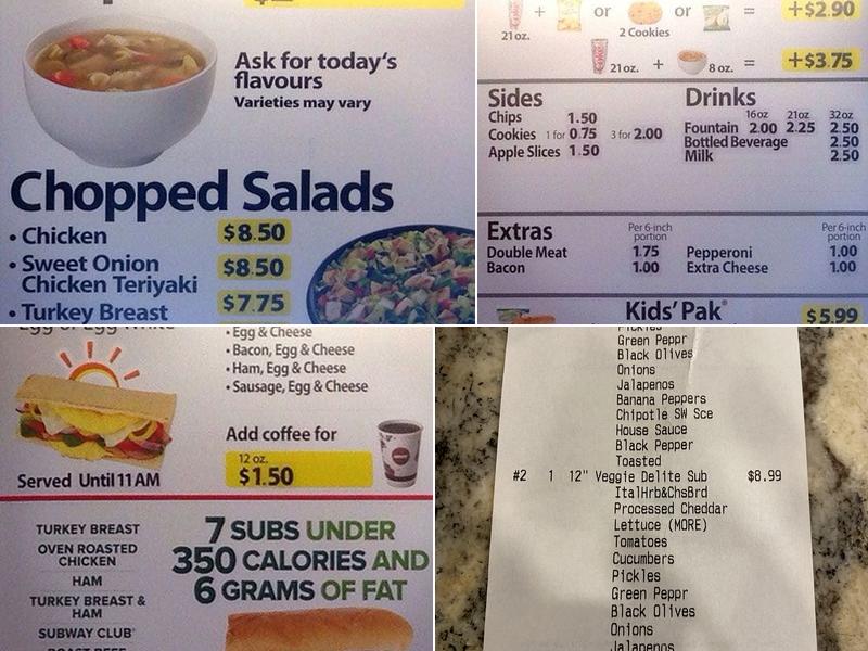 Subway Menu