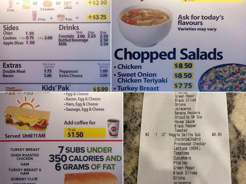 Subway Menu