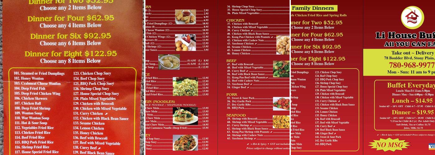 Li House Buffet Menu