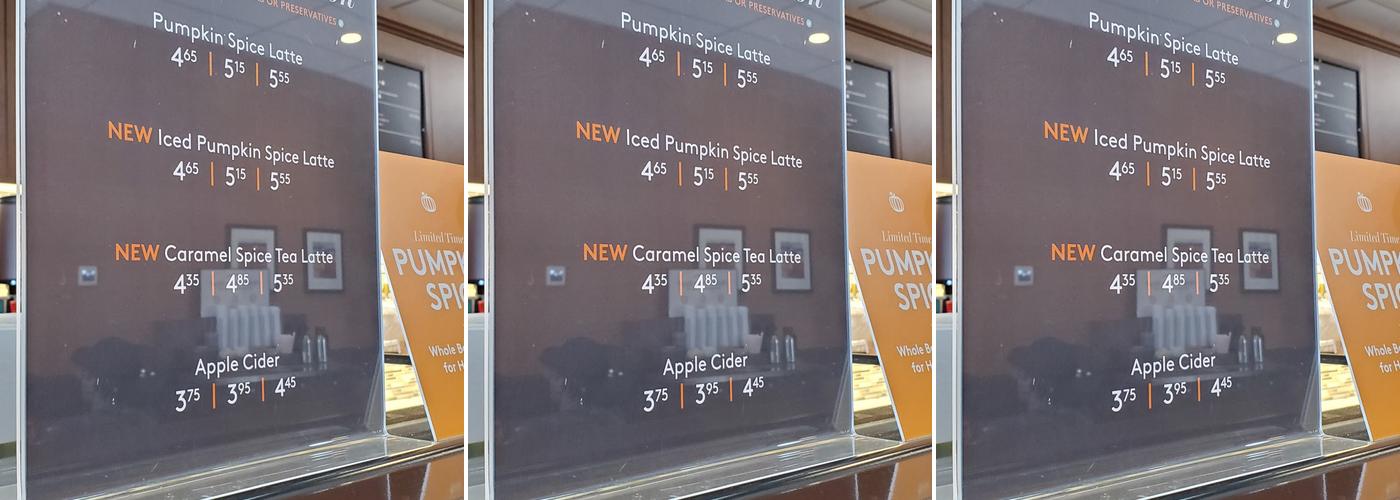 Second Cup Café Menu