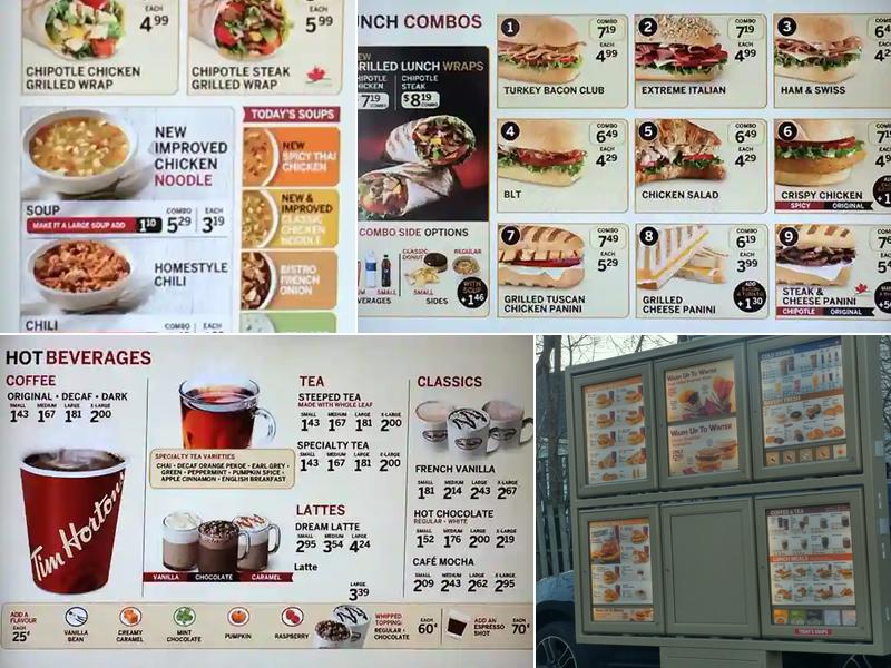 Tim Hortons Menu