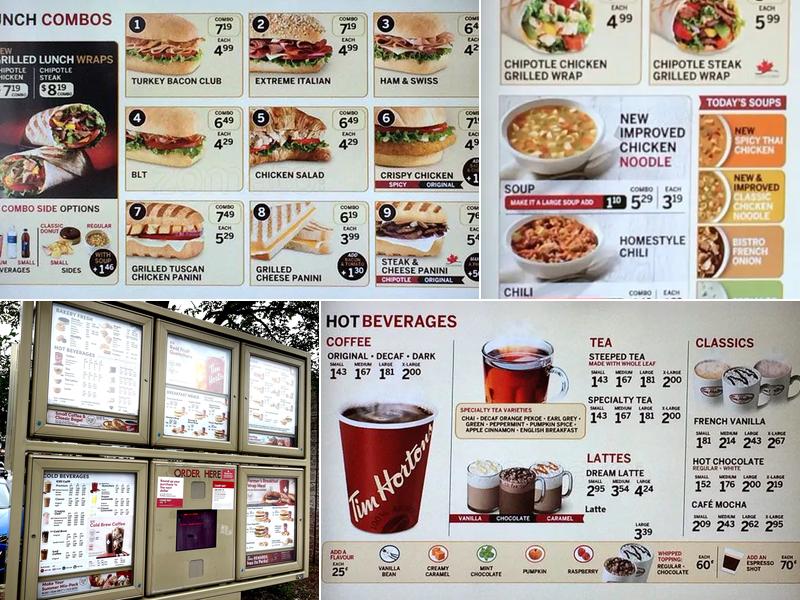 Tim Hortons Menu