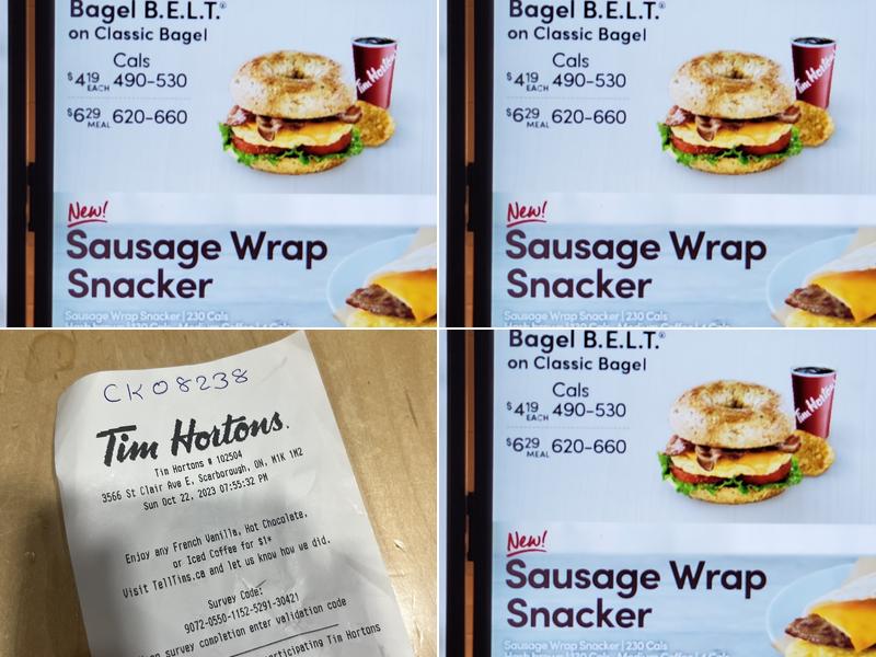 Tim Hortons Menu