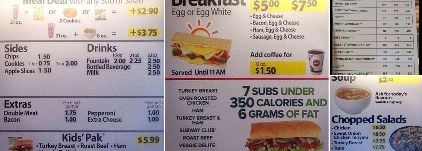 Subway Menu