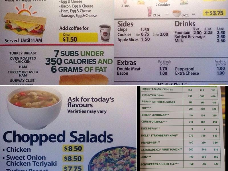Subway Menu