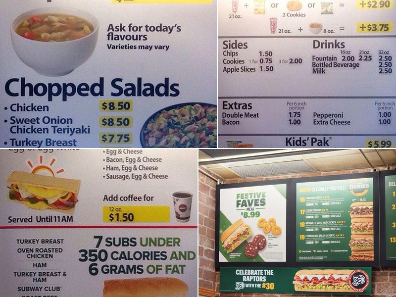 Subway Menu