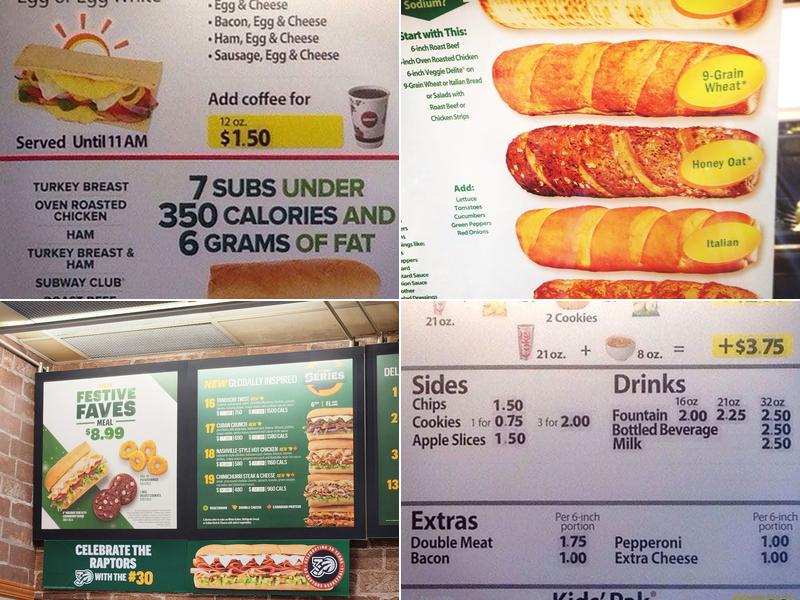 Subway Menu