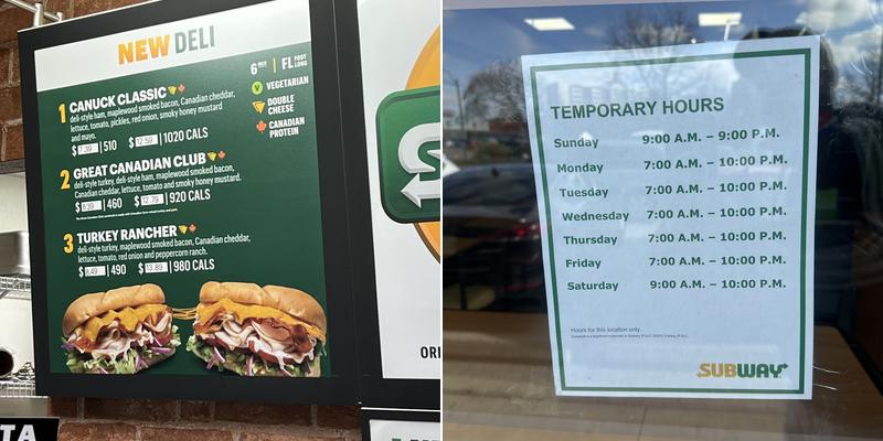 Subway Menu