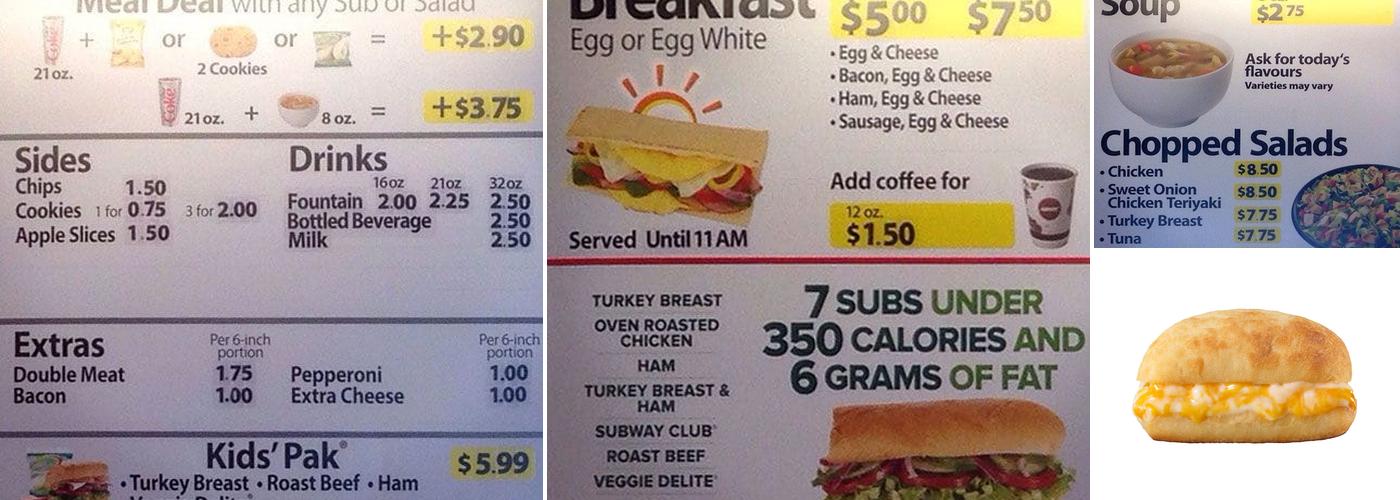 Subway Menu