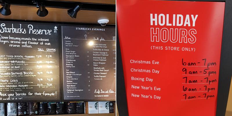 Starbucks Coffee Company Menu