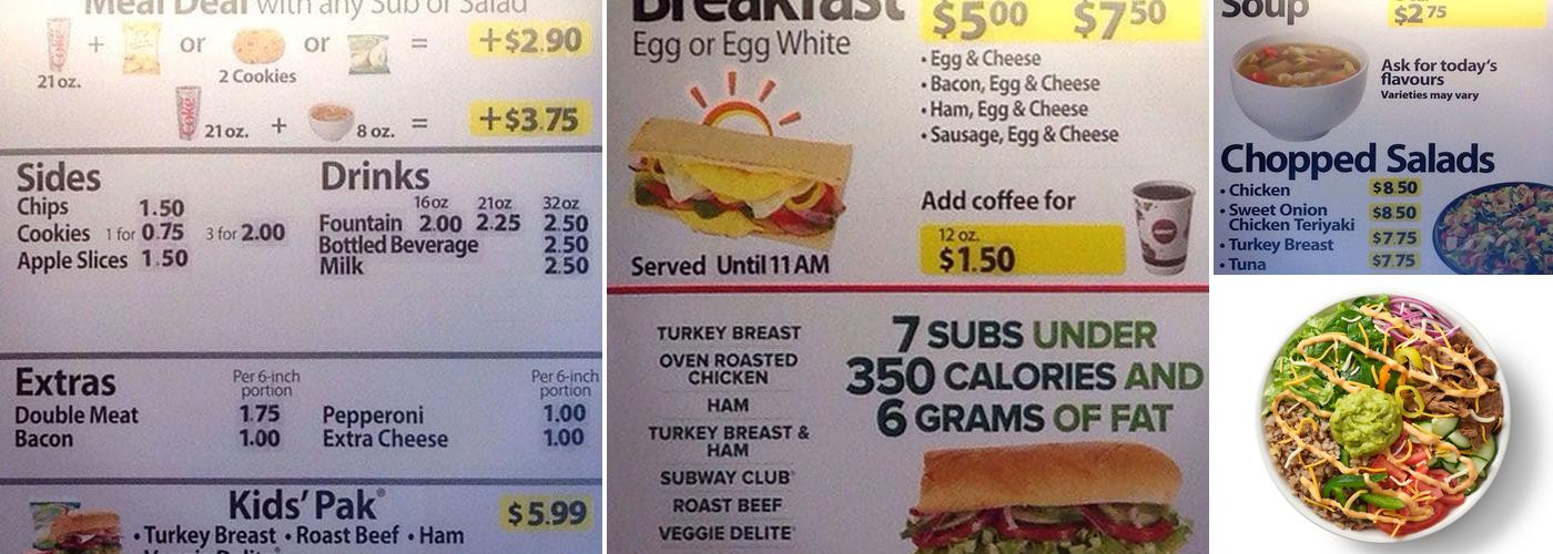 Subway Menu