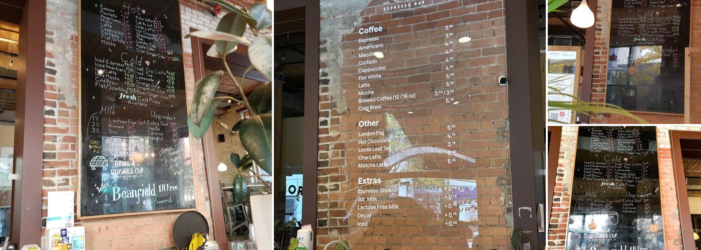 Dark Horse Espresso Bar Menu